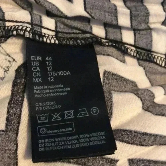 H&M x Richard Allen black and cream long sleeve tunic  dress 12 - Picture 6 of 7